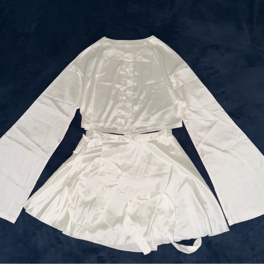 White Satin Two-Piece Set